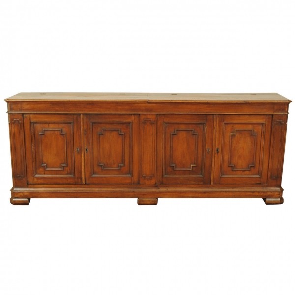 Shallow Walnut 4-Door Credenza
