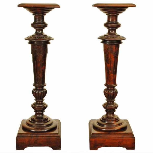 Pair of Walnut Pedestals 
