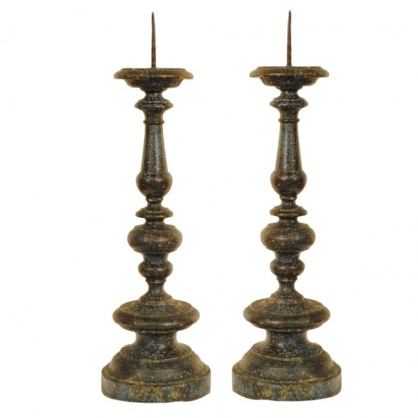 Pair of Painted Wooden Torcheres