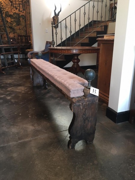 Pinewood and Upholstered Bench