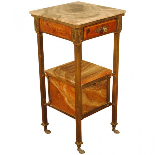Brass, Camphorwood, and Onyx Vanity Stand