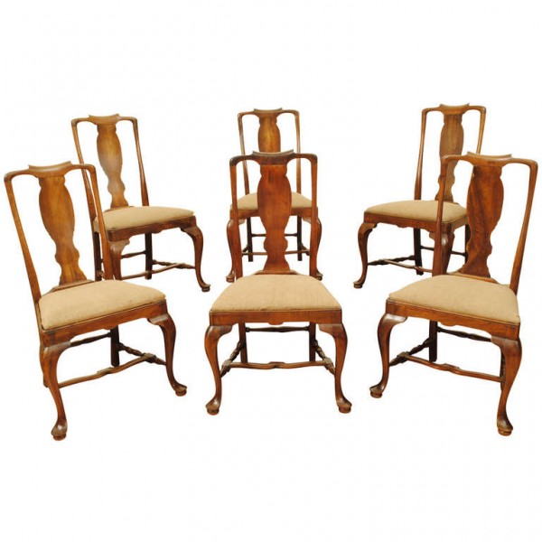 Set of 6 Walnut Dining Chairs
