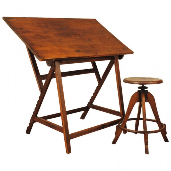 Drafting Table and Matching Stool