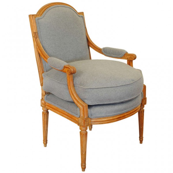 Light Walnut and Upholstered Fauteuil