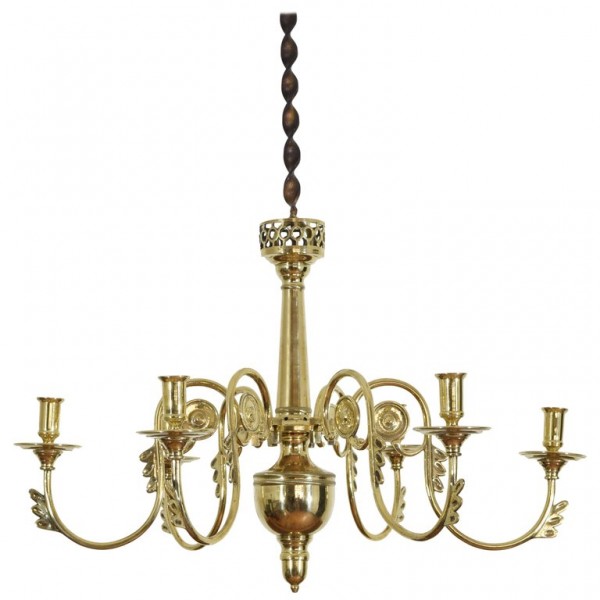 Cast Brass 6-Light Chandelier
