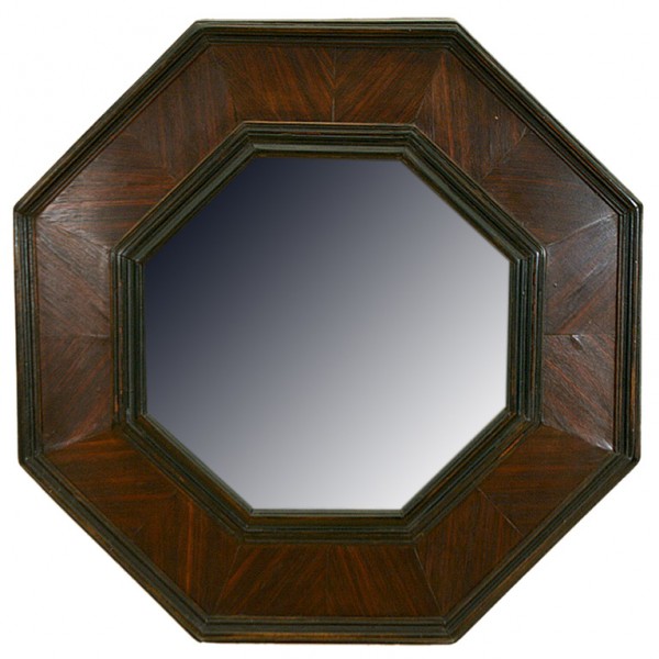 Rosewood and Ebonized Octagonal Mirror