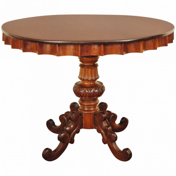 Carved and Shaped Walnut Center Table