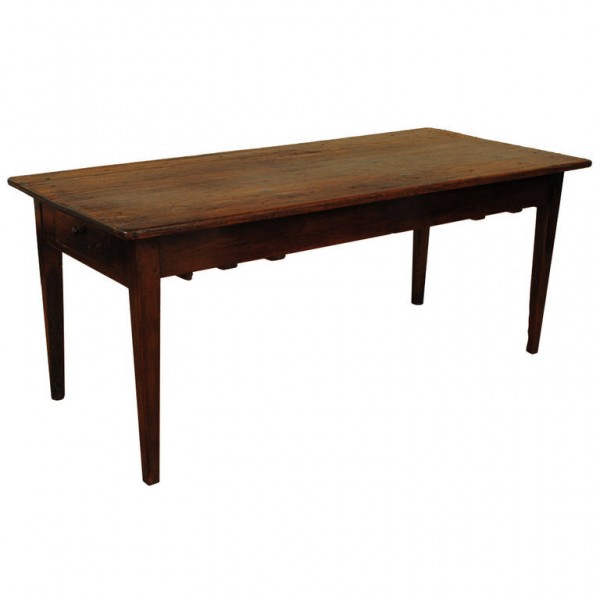 Provincial Pinewood and Walnut 2-Drawer Table