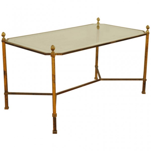 Brass and Mirrored Glass Coffee Table