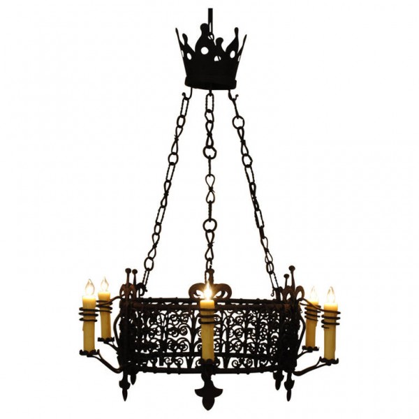 Wrought Iron 6-Arm Chandelier