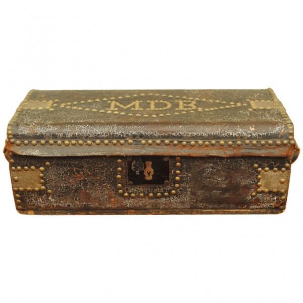 Leather and Brass Mounted Handled Box, MDB