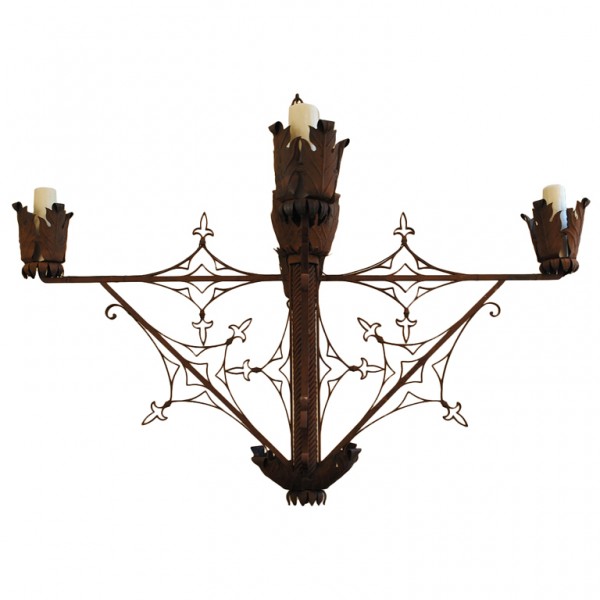 Large Wrought Iron 4-Light Chandelier