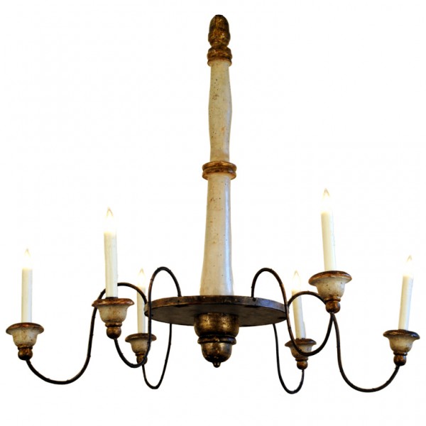 Painted and Giltwood 6-Light Chandelier