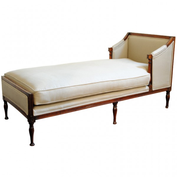 Walnut and Elm Chaise Longue