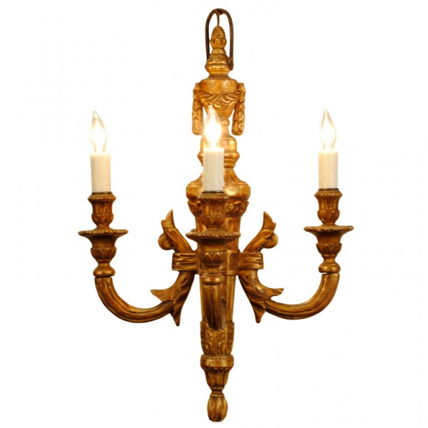 4-Light Carved Giltwood Chandelier