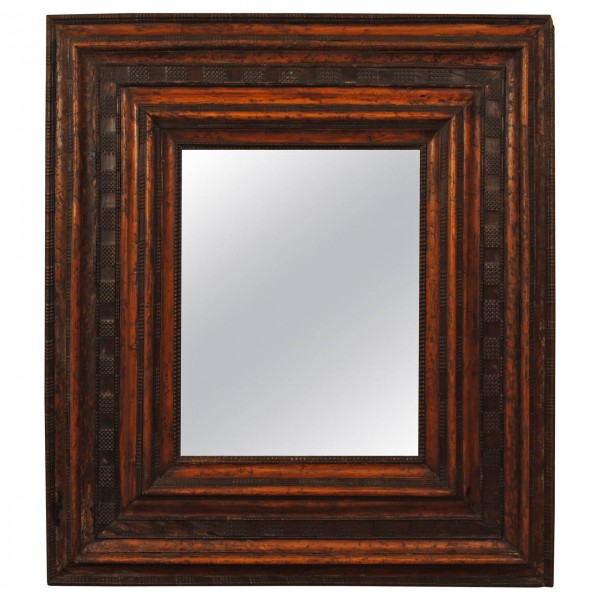 Guilloche Stained Pinewood Mirror