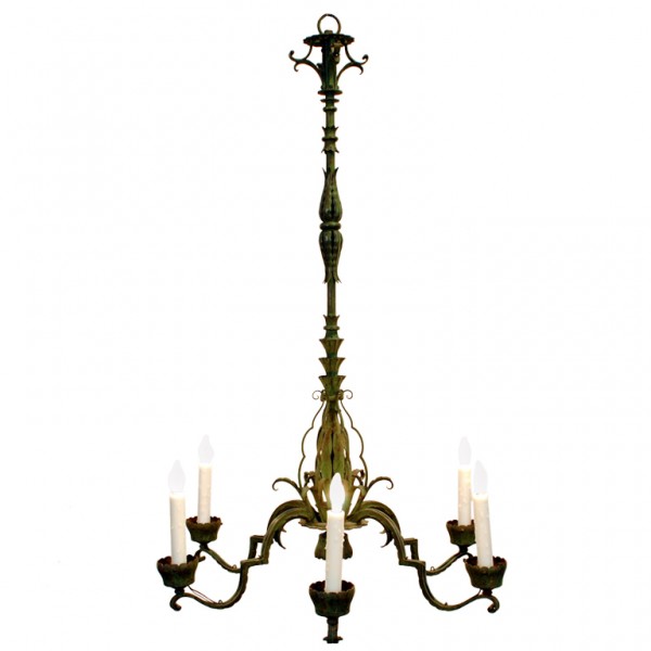 6-Light Painted Wrought Iron Chandelier, Carlo Rizzarda