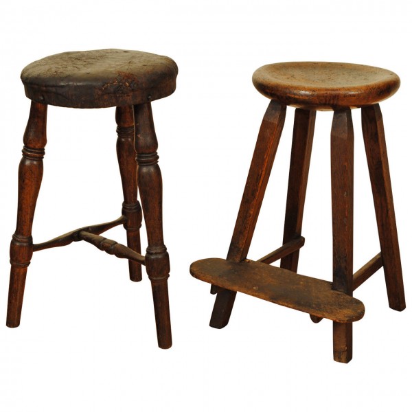 Two Tall Stools in Walnut