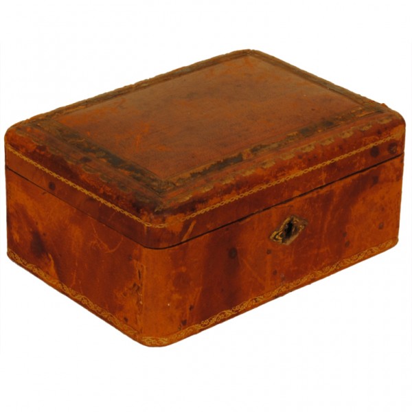 Leather and Gilt Decorated Jewelry Box