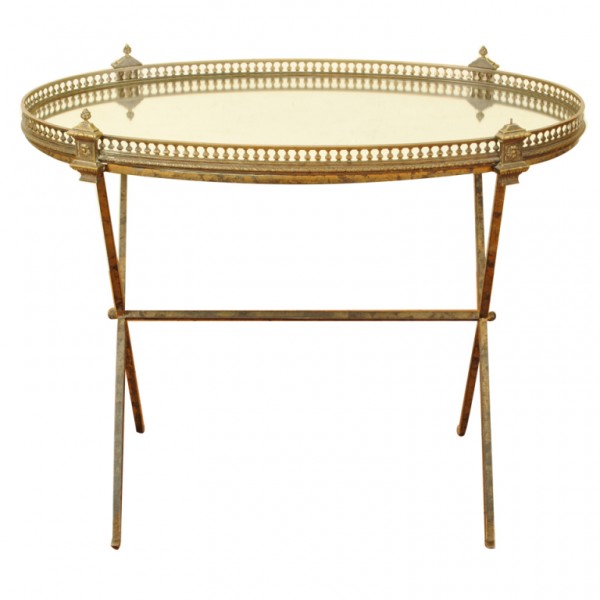 Silvered Brass & Mirrored Plateau on Later Gilt Iron Stand