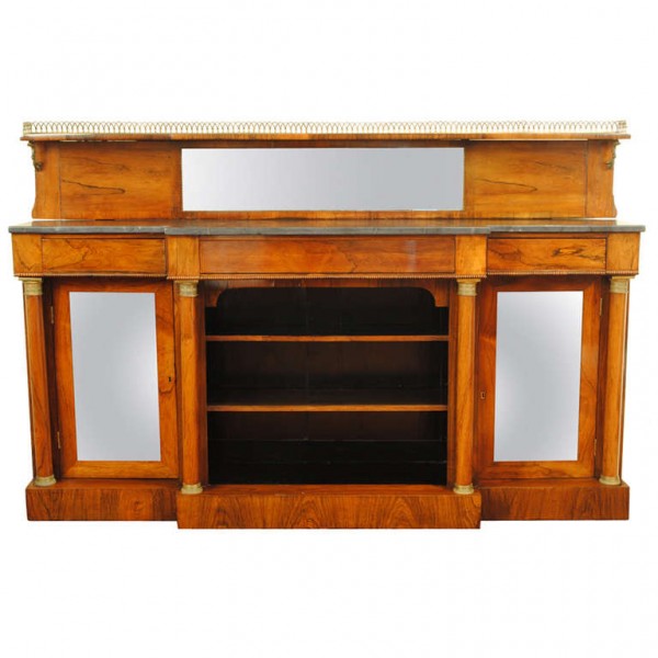 Rosewood Sideboard with Brass Gallery & Marble Top