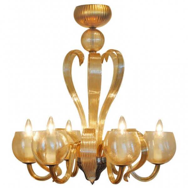 Blown Glass 6-Light Chandelier