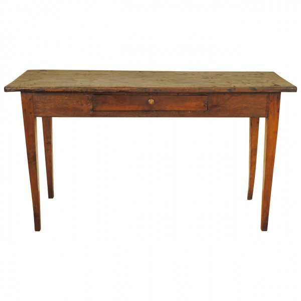 Stained Ashwood and Pinewood Single-Drawer Console Table