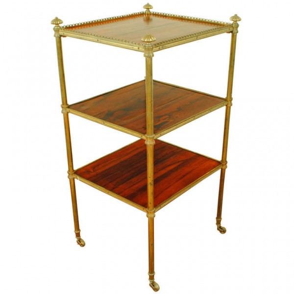 Brass and Rosewood Etagere