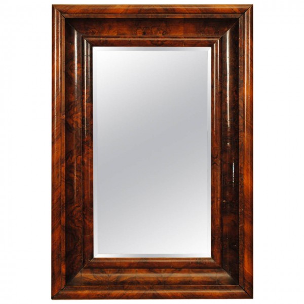 Biedermeier Figured Walnut Mirror