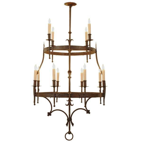 2-Tier, 12-Light Iron Chandelier