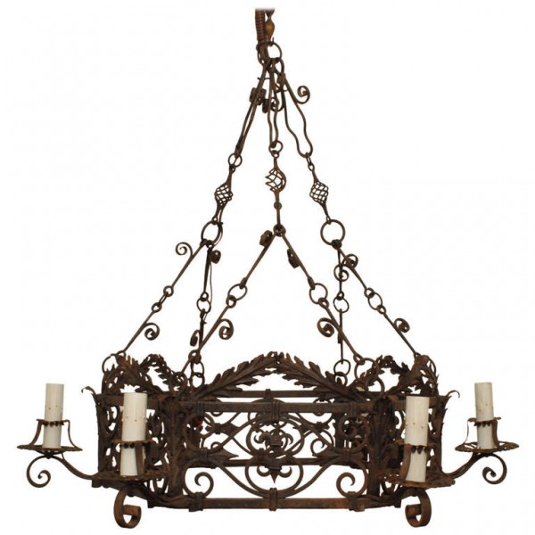 Wrought Iron 6-Light Chandelier