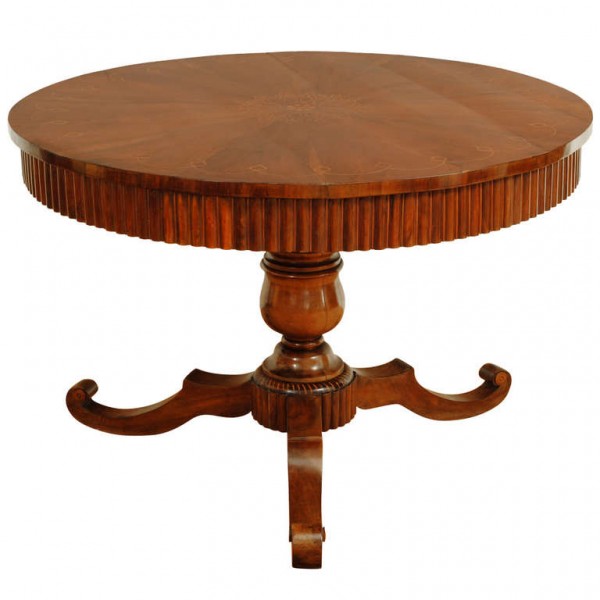 Exceptional Walnut and Inlaid Center Table