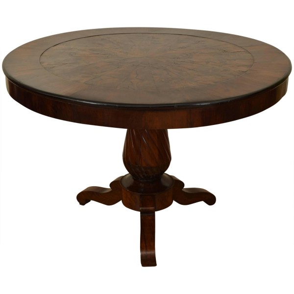 Walnut and Walnut Veneer Center Table