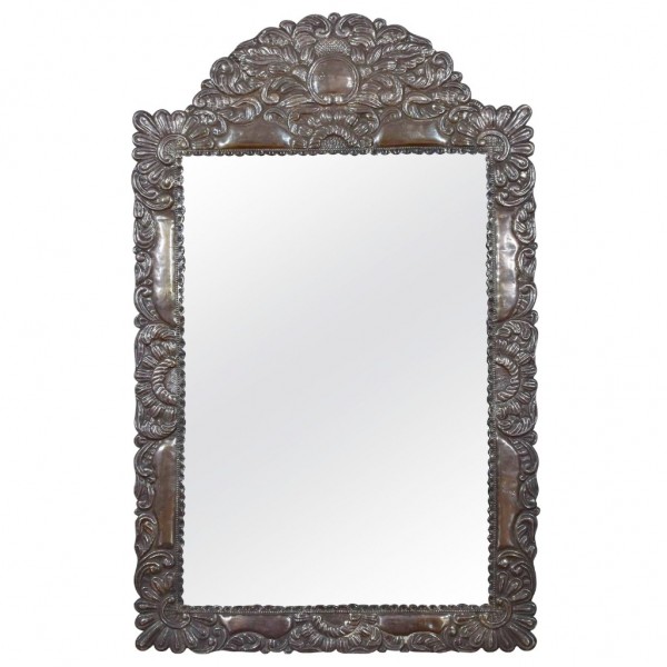 Silvered and Pressed Brass Wall Mirror