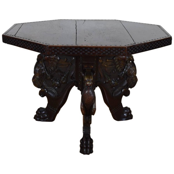 Octagonal Walnut Center Table 