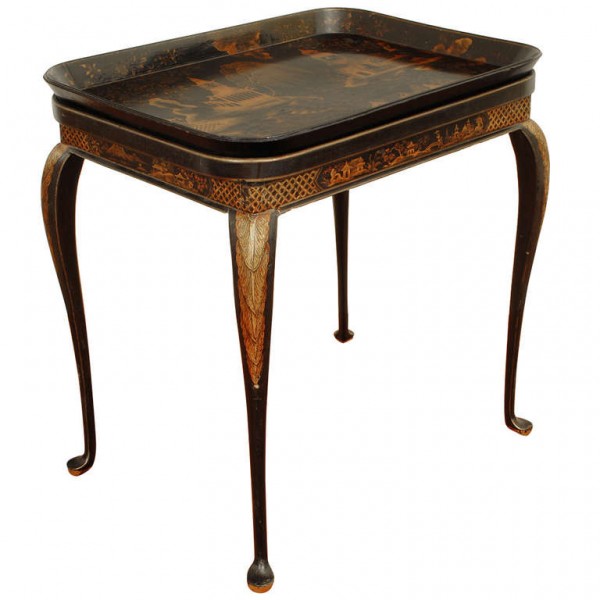 Chinoiserie Decorated Papier Mache Tray Table