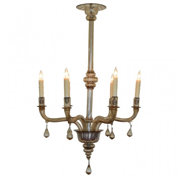 Murano Blown Glass 6-Light Chandelier, UL Wired