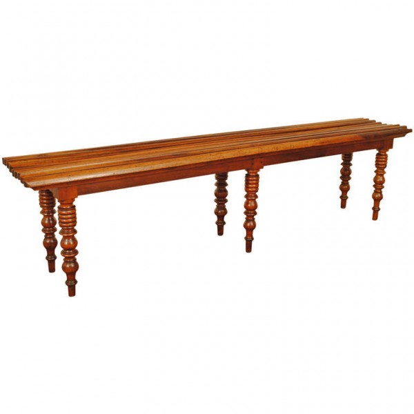 Wonderfully Shaped and Turned Walnut Bench