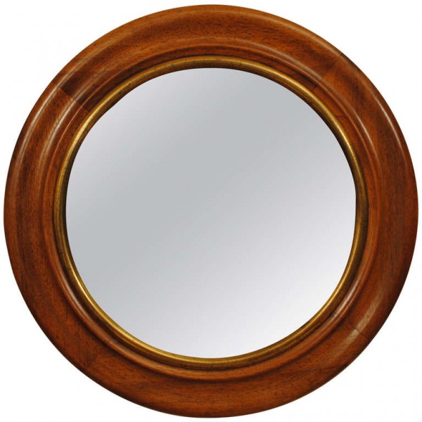 Walnut and Giltwood Concave Mirror with Convex Glass