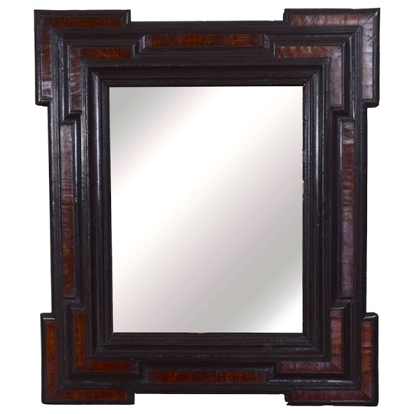 Large Walnut and Ebonized Wall Mirror