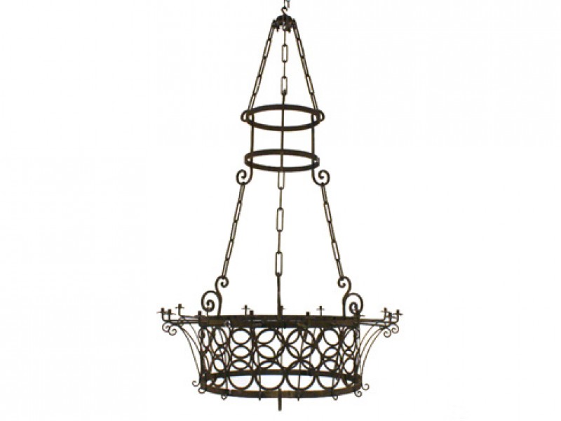Massive Wrought Iron 15-Light Chandelier