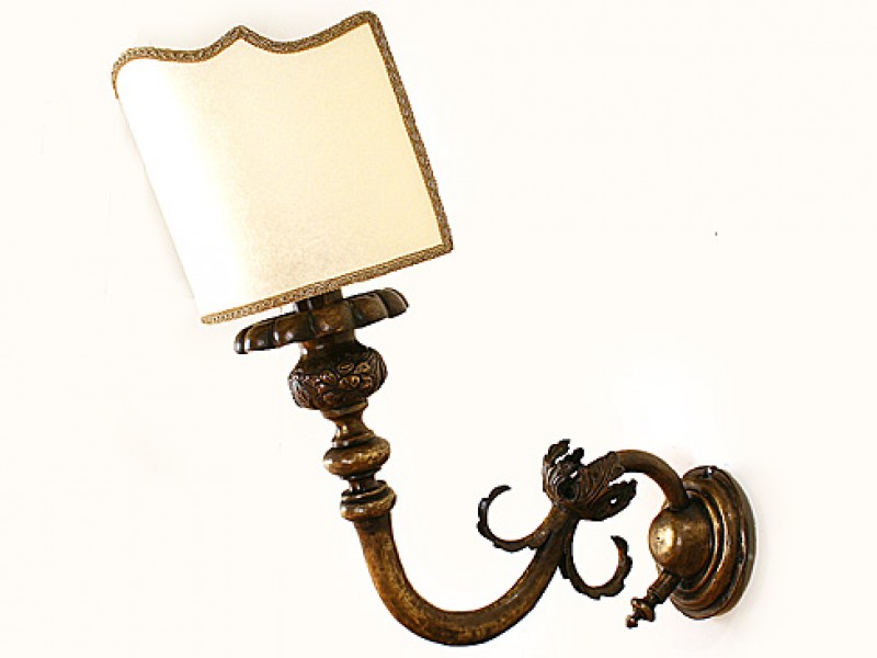 Pair of Patinated Pressed Brass 1-Arm Wall Sconces