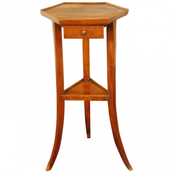 Walnut Hexagonal 1-Drawer Stand