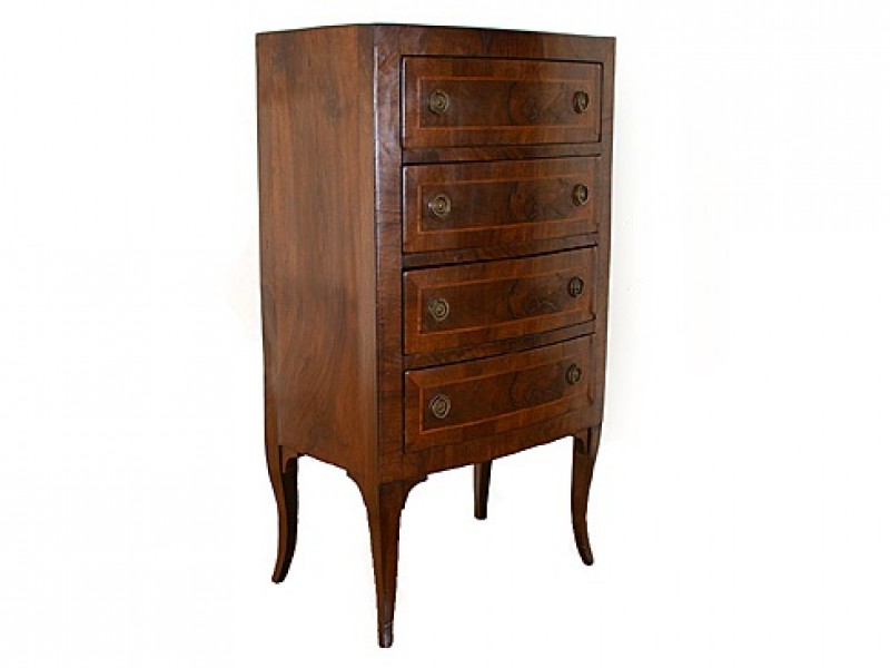 Mahogany and Inlaid Tall 4-Drawer Commode 