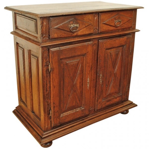 Oak and Walnut Paneled Credenza