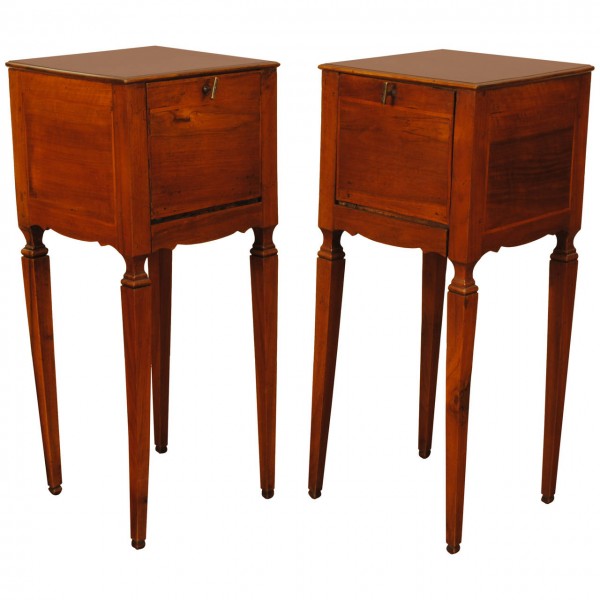 Pair of Walnut and Inlaid Commodini