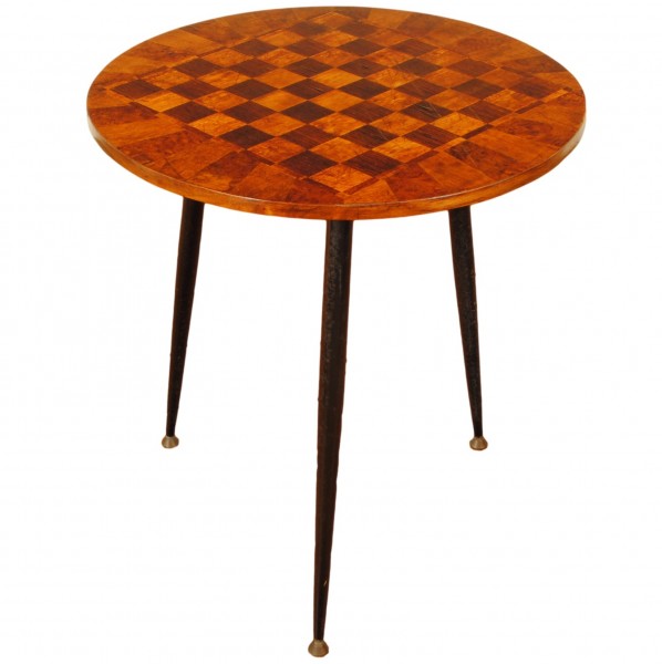Circular Table with Checker Board Top