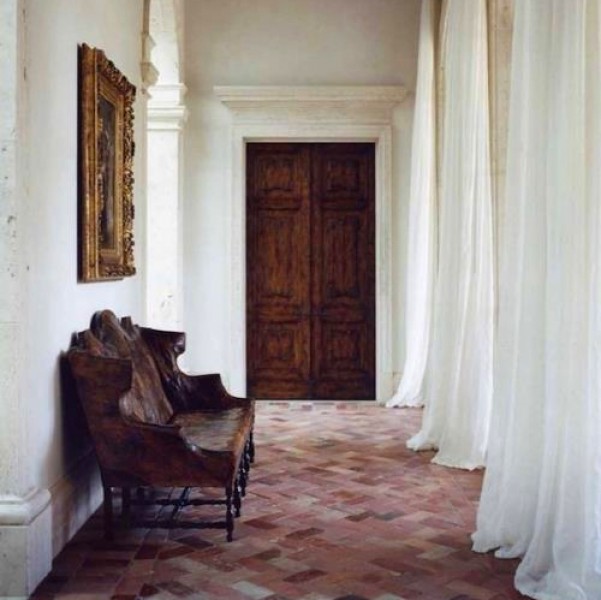 Leather and Velvet Upholstered Settee