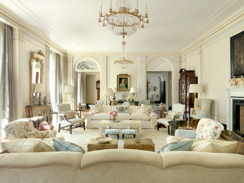 Pair of Gilt Metal and Glass 8-Light Chandeliers
