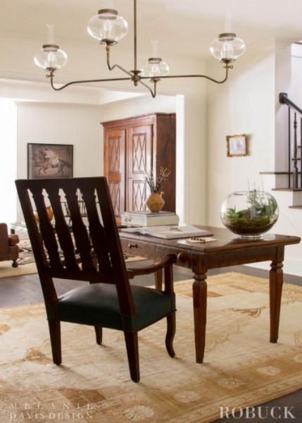Large Geometrically Veneered 1-Drawer Table